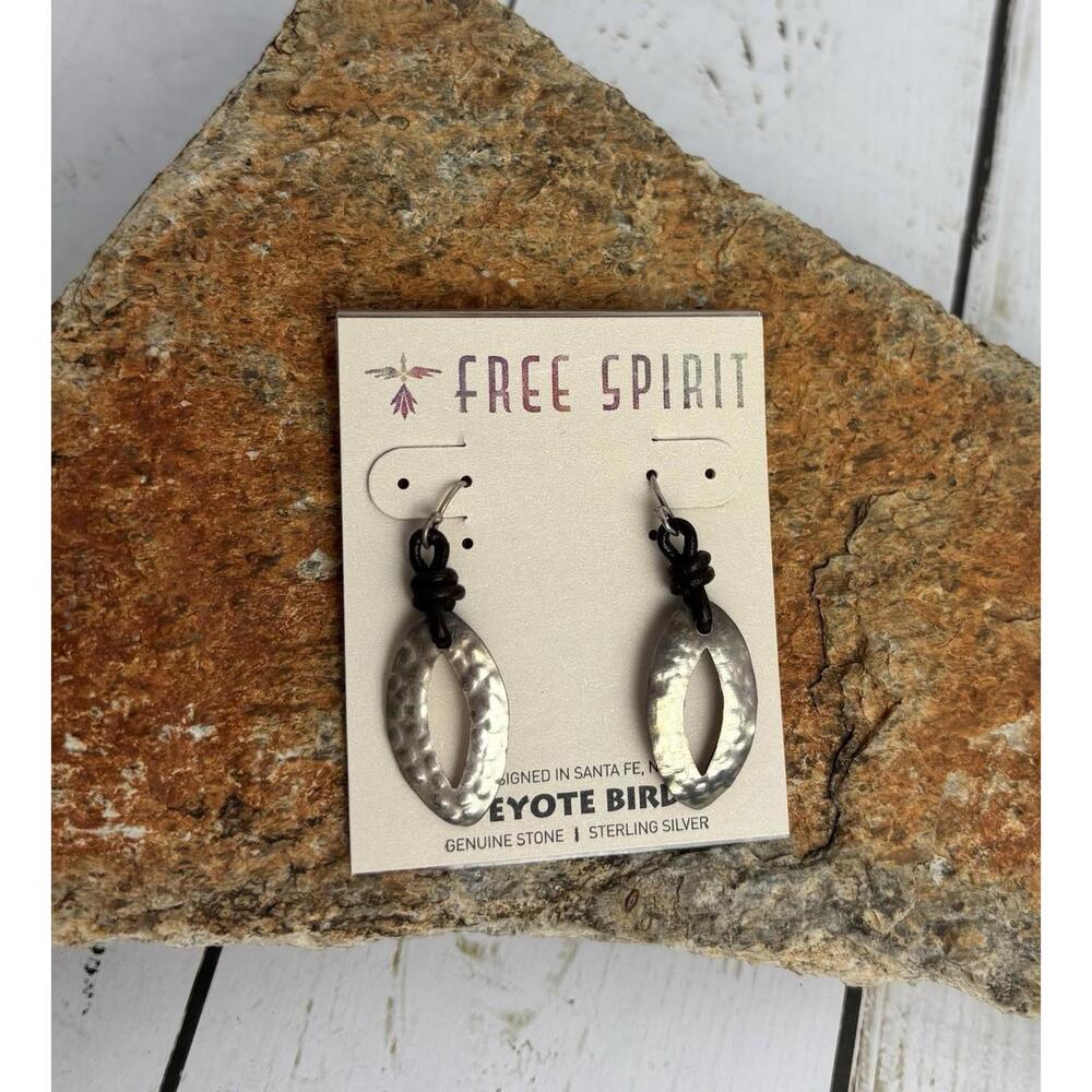 NEW Peyote Bird Sterling Silver Leather 1.75"‎ Earrings J078